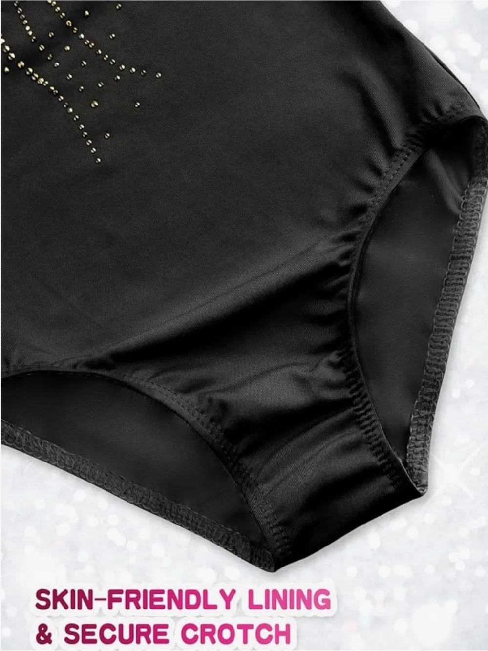 NWT Black Long Sleeve Gymnastics Leotard with Rhinestone Accents 2 to 3 years